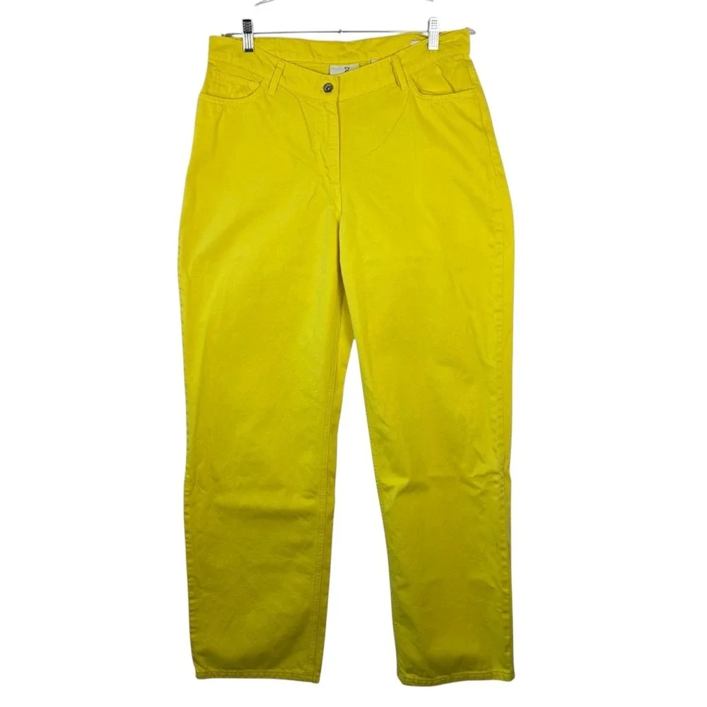 COLLUSION x004 Unisex Dad Jeans Bright Yellow Straight Leg 32x32